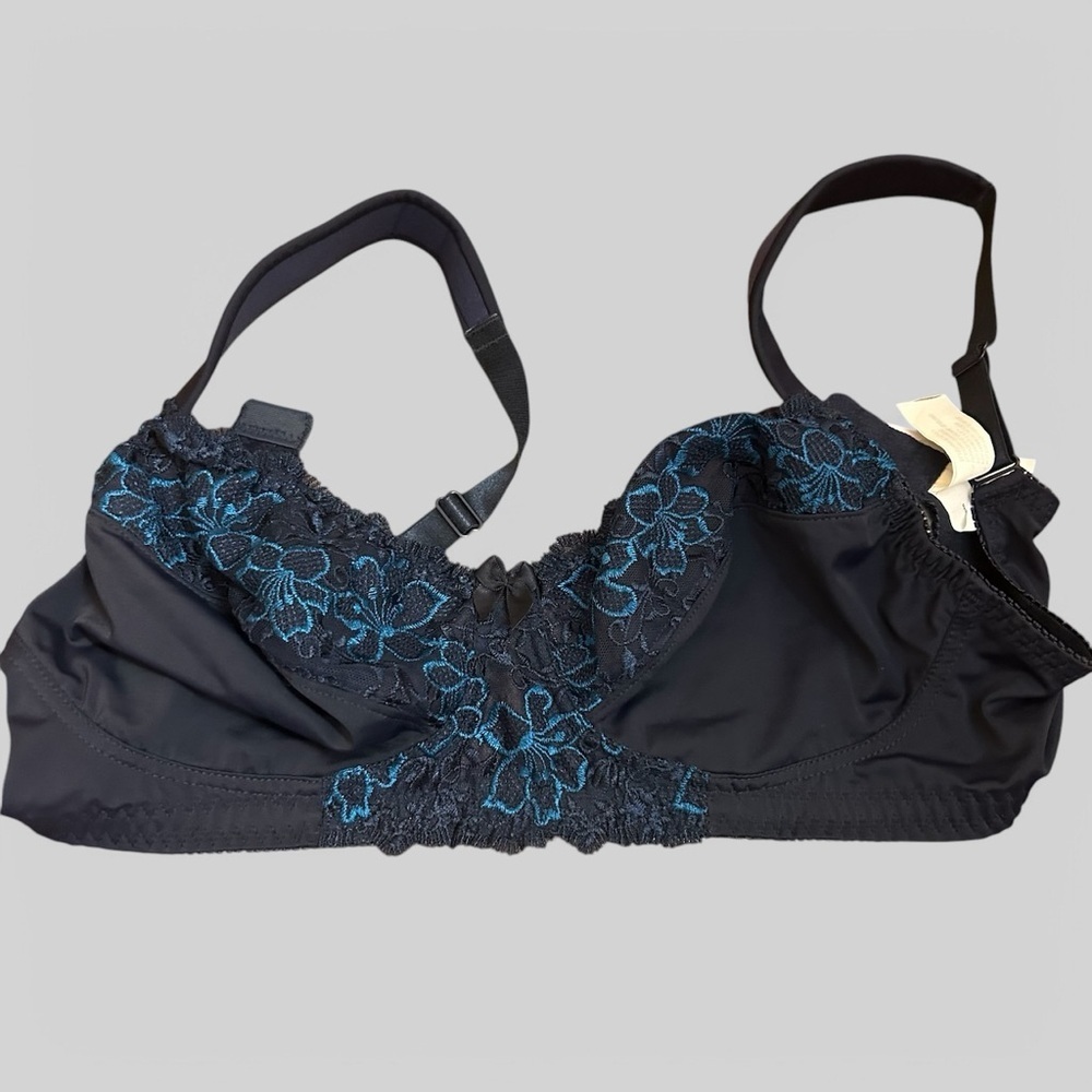 Curve Muse Lingerie NEW blue nylon lace padded wireless bra size 36 C